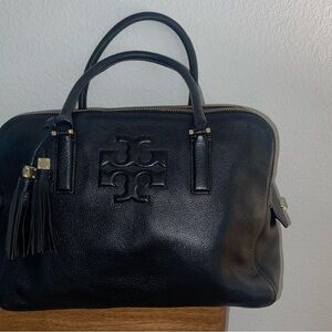 Tory Burch Black Pebbled Leather Satchel